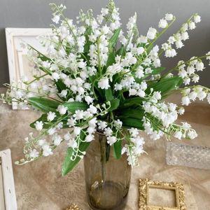 조화꽃다발 조화부케 본식 웨딩 신부 촬영용 흰색 인공 플라스틱 꽃 은방울꽃 꽃다발 홈 테이블 중심 장식