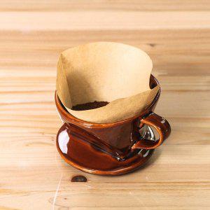 [굿라이프미]도자기 커피 드리퍼 1개+커피필터 100매(브라운) 원두드리퍼 핸드 드립퍼
