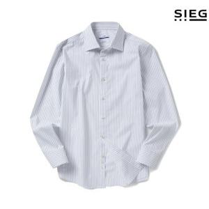 [지이크]그레이 심플 스트라이프 세미 와이드핏 긴팔 셔츠 (PEBAA5508)