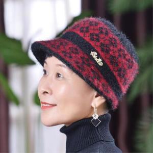 여성 중년 융털 기모 숏캡 모자 겨울 니트 캡비니 방한_MC