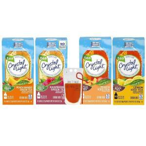 크리스탈라이트 로지텍 Tea Variety Pack Peach Iced Tea, Lemon Raspberry Green and Mango 1 Box Each (4