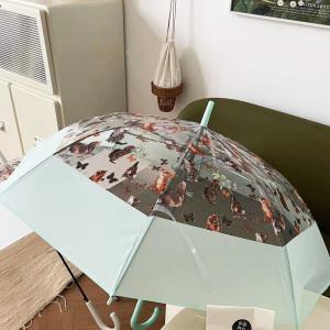 귀여운 캣 투명 장우산 레트로 스타일 냥냥이 캐릭터우산 자동우산 긴우산