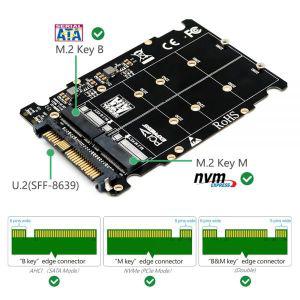 m2nvmessd 데스크탑 컴퓨터용 PCIe M2 컨버터 M.2 SSD to U.2 어댑터 2in 1 NVMe SATA-Bus NGFF PCI-e SFF-