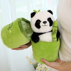 푸바오 판다 에버랜드 굿즈 선물 귀여운 대나무 팬더 인형 봉제 장난감 베개 여자 친구 어린이 할로윈