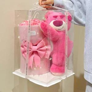 딸기곰 40cm 선물상자 생일선물 인형 발렌타인 귀여운 꽃다발 기념일 핑크