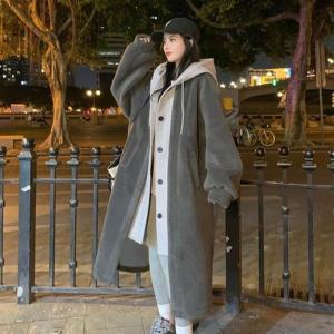 [오노마] ONM 여성 뽀글이 일체형 후드 코트 1P 간절기 아우터 외투