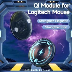 Logitech G Pro X Superlight G703 G502 Hero 용 Qi 마우스 POWERCORE 모듈 게임 무선 조리개 도어 쉘 어댑