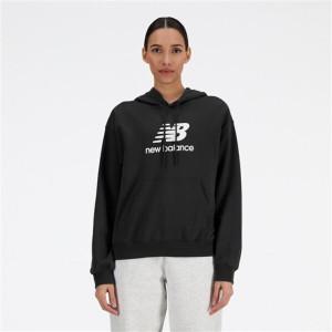 뉴발란스 여성 스포츠 에센셜 스택드 로고 스웨트 후드 티셔츠 WT41504-BK