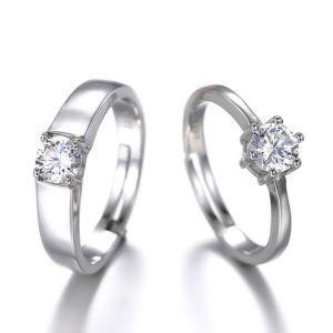 심플 지르코니아큐빅 다이아몬드 쌍 커플 결혼 반지 무광 커플링 심플 결혼반지 백금 디자인