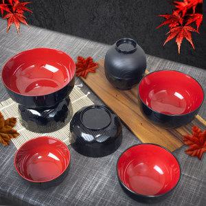 나카야 일본식 칠기 양각 민무늬 무광 그릇