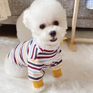 가을 겨울 따뜻한 강아지옷 멀티스트라이프 티셔츠 & 패딩조끼