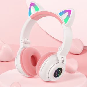 어린이 선물 LED 고양이 귀 선물 무선 헤드폰 헤드셋