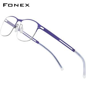 일본 안경테 초경량 수제 안경 고급 티타늄 스퀘어 미끄럼 방지 실리콘 나