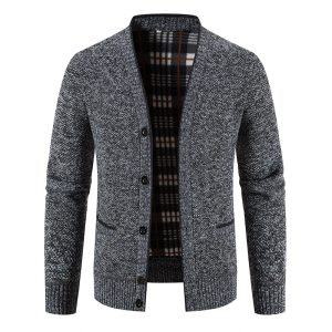 남성용 두꺼운 카디건 스웨터 코트 외투 V넥 캐주얼 슬림핏 겨울 사이즈 3XL