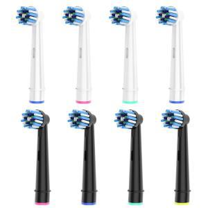8pcs Cross Clean Replacement Heads Compatible with Braun 오랄비  Electric Toothbrush, 4pcs White and