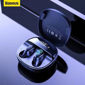 골전도 블루투스 무선 이어폰 Baseus-WM01 Plus 헤드폰 TWS 5.3 스테레오 스포츠 방수 헤드셋 LED 디지털