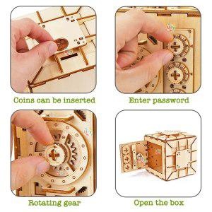 URY 3D 나무 퍼즐 암호 보물 돈 상자 돼지 저금통 DIY 고급 조립 모델 장난감 여아용 창의적인 선물