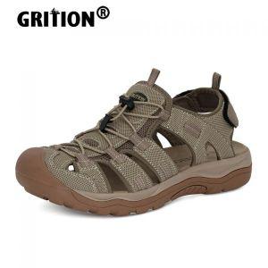 GRITION-남성 샌들 아웃도어 트레킹 하이킹 신발 폐쇄 발가락 슬리퍼 편함 해변 어부 여름 운동 40-46 스포