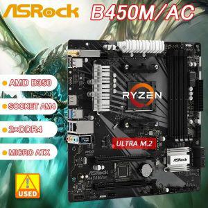 마더보드 메인보드 ASRock-마더보드 B450M B450 m/AC AMD AM4 4xDDR4 128GB M.2 SATA3 HDMI USB 3.2 Micro