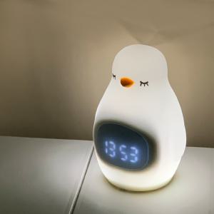 [제이스틴] 1 + 1 통통 펭귄 LED 실리콘 무드등 알람 시계