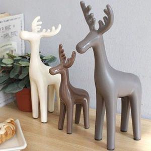 [오너클랜]사슴 장식품 세트 북유럽 도자기 인형 모형 데코 소품