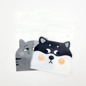 캐릭터 선물 포장 지퍼백 50장(강아지 고양이)