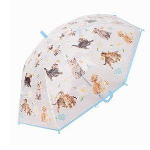 고양이 투명 어린이 우산 유아 자동 키즈 장우산 55cm
