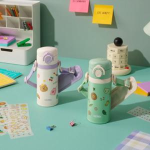 써모스 보온보냉 스트랩 원터치 JOI-350K 마이디자인 보틀 유아 초등생 어린이집 물병