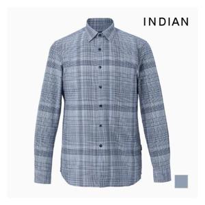 (인디안)(INDIAN) 코튼 미니멀체크 포인트 셔츠--MIUNLXS1271