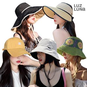  루즈루나  무료배송 (1+1) 여성 여름 썬캡 햇빛 가리개 밀짚 모자 라탄 라피아햇 버킷햇 벙거지/우양산/벨트/헤어ACC 