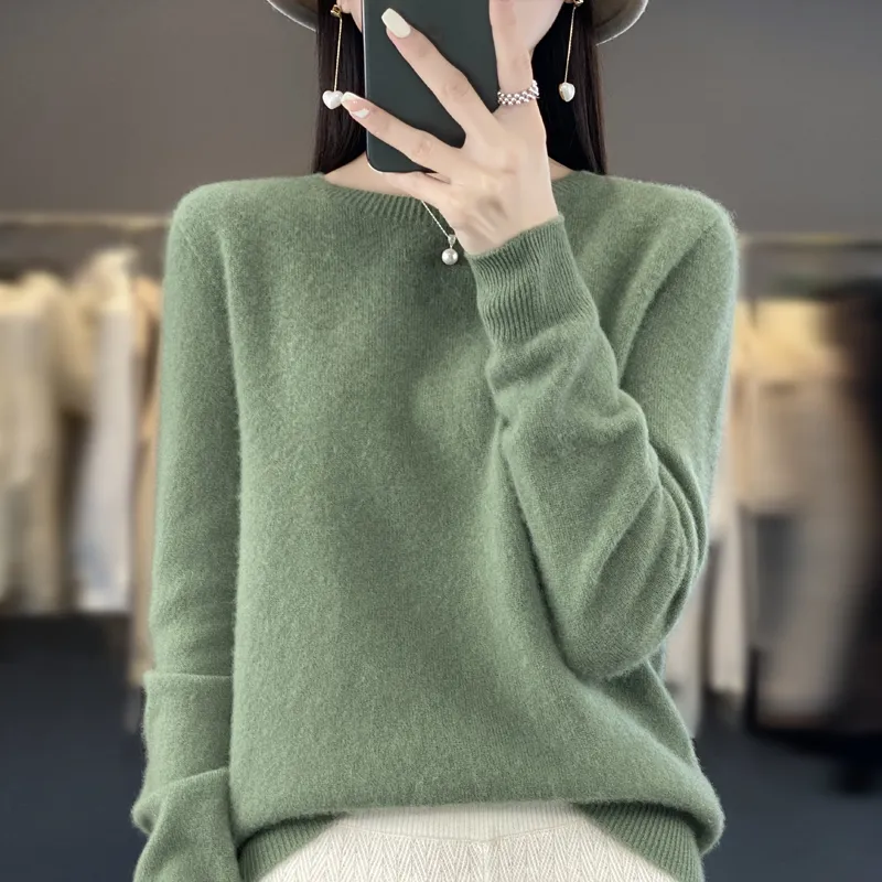 여성용 캐시미어 스웨터, 100% 메리노 울 패션, O넥 풀오버 상의, 가을 및 겨울 신상