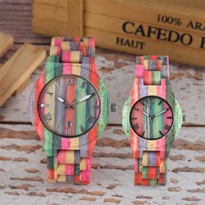 여성 석영 대나무 시계 나무 시계, 커플 시계, 내추럴 멀티 컬러 팔찌, 연인, 새로운 컨셉 우드 손목 시계