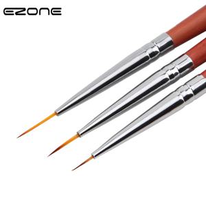 EZONE 가는 핸드 페인팅 얇은 후크 라인 펜, 짧은 우드 로드, 네일 아트 용품, 드로잉 펜 페인트 브러시, 아트 용품, 나일론 브러시, 3 개