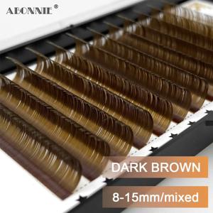 Abonnie-다크 브라운 속눈썹 연장 믹스 8-15mm, 개별 속눈썹, 고품질 컬러, 내추럴 한국 속눈썹