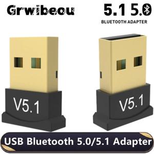 Grwibeou-USB 블루투스 5.1 5.0 동글 어댑터, PC 스피커 무선 마우스 키보드 음악 오디오 블루투스 수신기 송신기