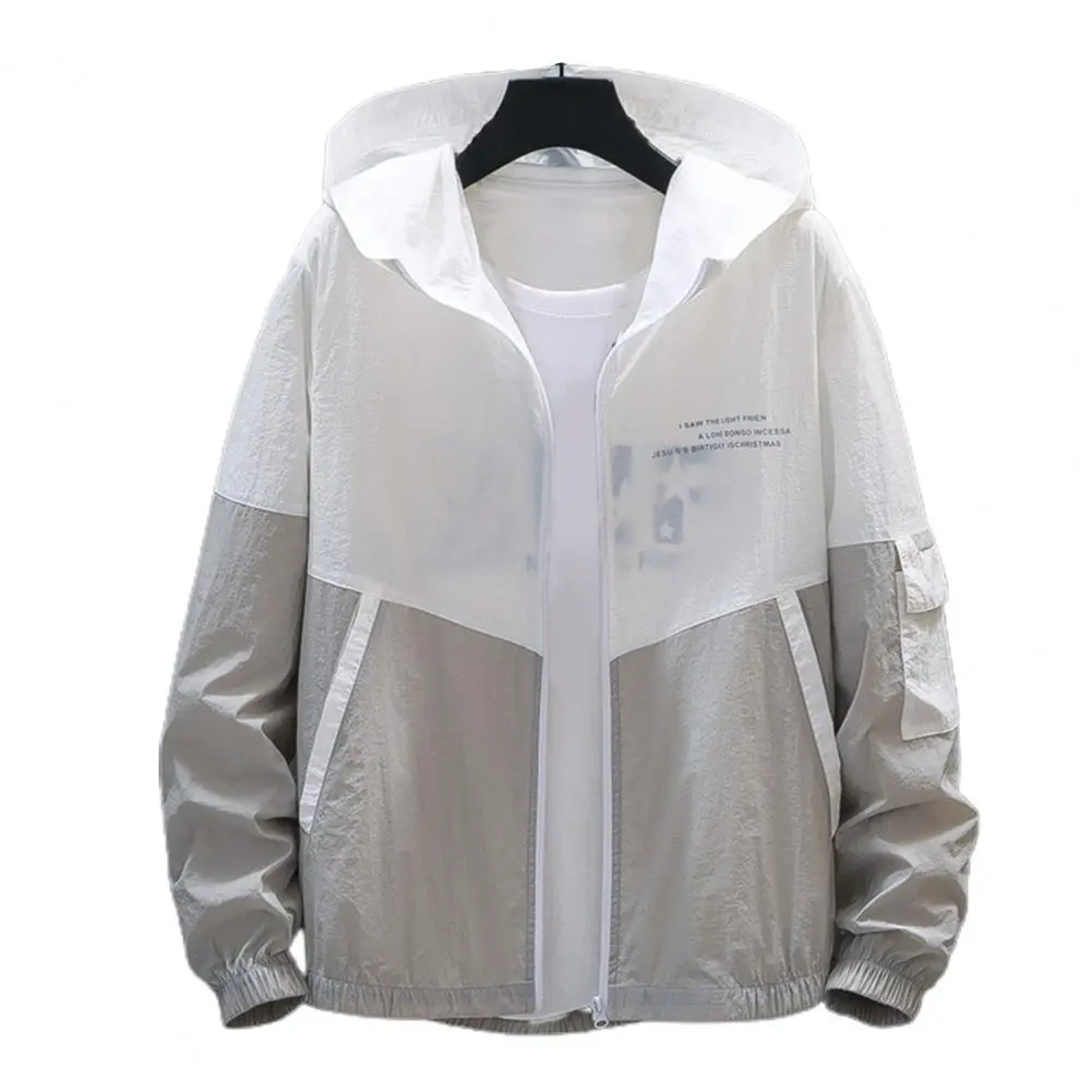 남성용 초경량 UV 자외선 차단 스킨 코트, 빅 사이즈 후드 바람막이 재킷, 줄무늬 캐주얼 외투, 여름