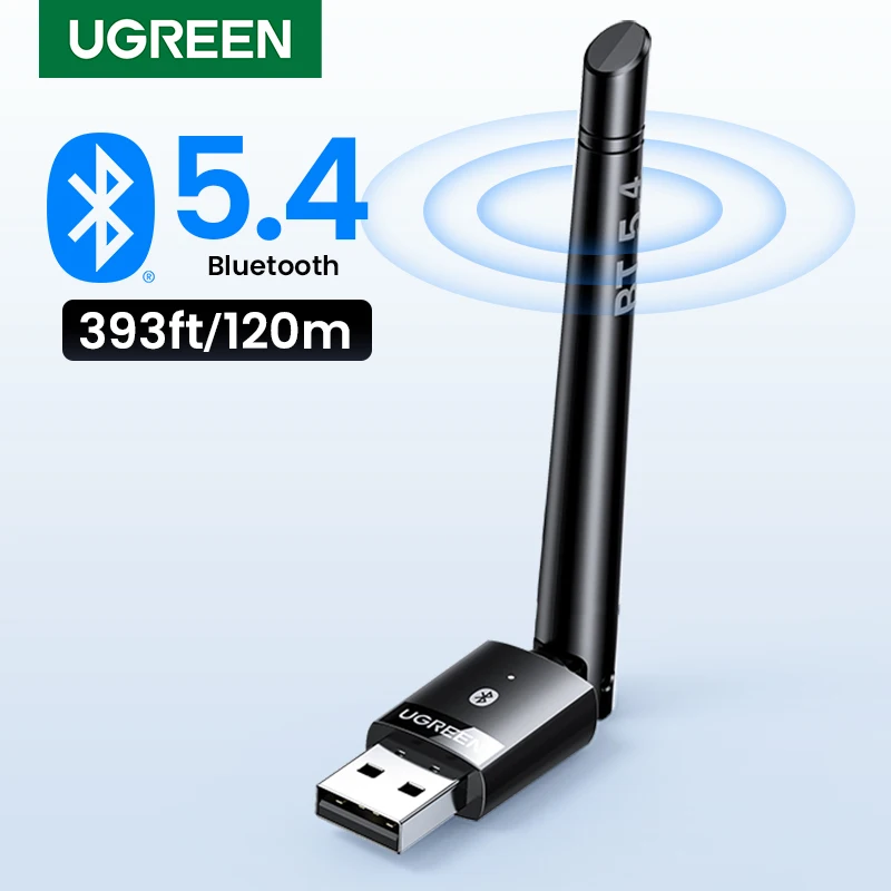 UGREEN USB 블루투스 5.3 5.4 어댑터, PC 무선 마우스 키보드 음악 오디오 리시버 송신기용, 120M 동글