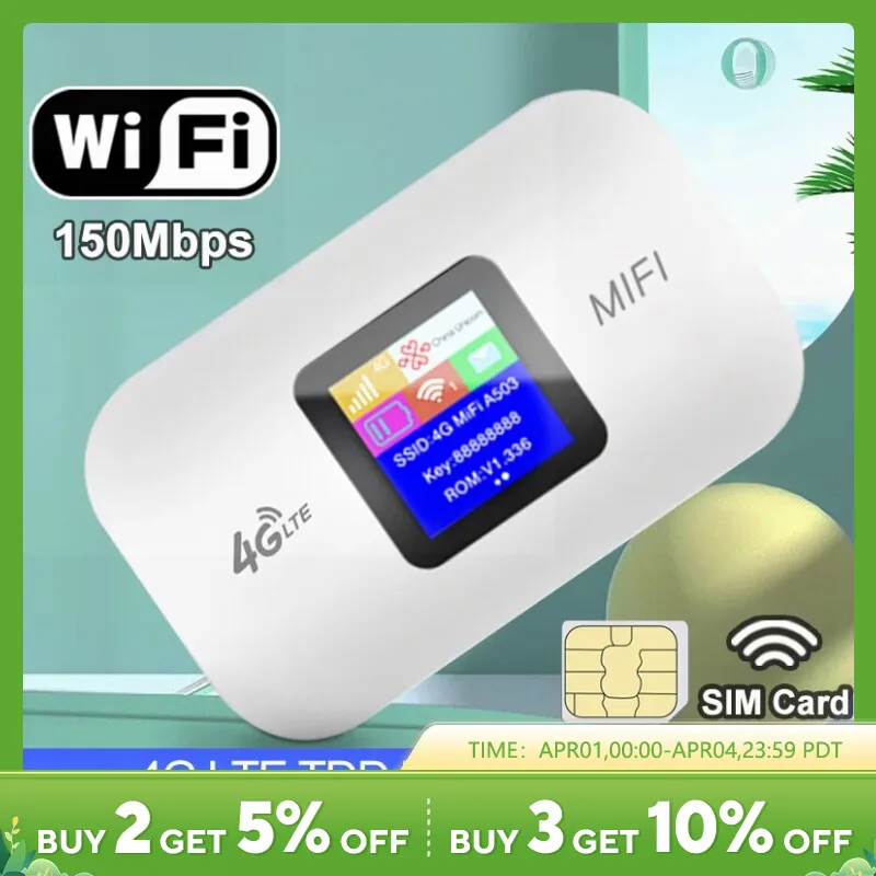 4G LTE 라우터 무선 와이파이 휴대용 모뎀 미니 야외 핫 스팟 포켓 Mifi 150mbps Sim 카드 슬롯 리피터 3000mah
