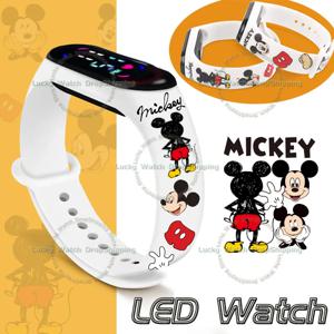 미키 미니 어린이 애니메이션 시계, 디즈니 만화 캐릭터 피규어, LED 터치 방수 어린이 전자 시계, 생일 선물