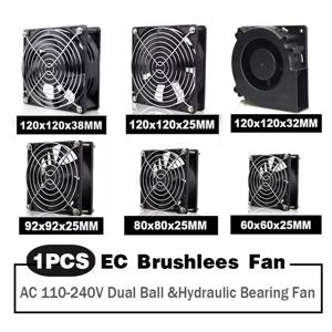 EC 축 팬 60mm 80mm 90mm 120mm 볼 브러시리스 팬 쿨러, AC 110V 120V 220V 230V 240V 컴퓨터 케이스 팬 6025 8025 9225 12038