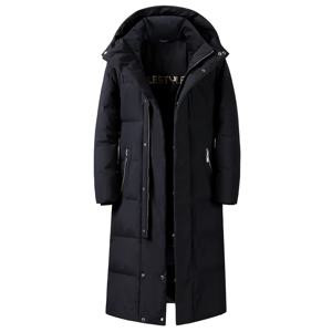 남성용 후드 다운 코트, X-Long 90% 화이트 덕 다운 겨울 재킷, 두껍고 따뜻한 고품질 브랜드 블랙 파카, 2023 겨울 패션