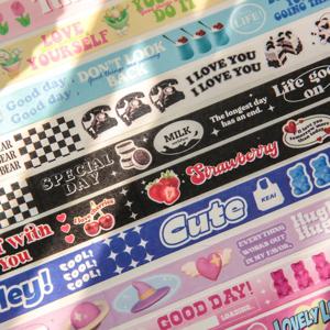 단어 와시 테이프 한국 문구, 귀여운 일기 장식 접착 테이프, 풍경 저널 용품, 마스킹 테이프 스티커