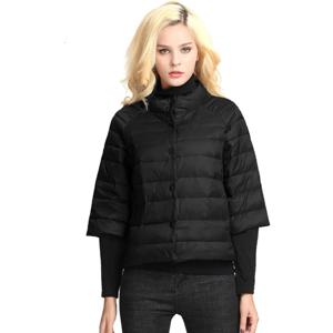 여성용 가볍고 짧은 스타일의 얇은 다운 재킷, 4 분의 3 소매, 스탠드 칼라, 패셔너블 코트, 가을