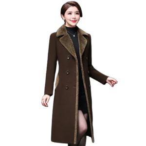고품질 혼방 울 코트, 한국 2023, 어머니의 모직 코트, 길고 두꺼운 코트, 가을 겨울