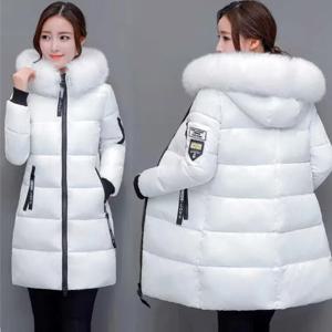 여성용 2023 후드 롱 파카 코트, 오피스 레이디 따뜻한 다운 재킷, 가짜 모피 겨울 코트, 패션 코트, 신상