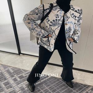 여성용 플로럴 패딩, 빈티지 Y2k 겨울 재킷, 파카 코트, 짧은 경량 아우터, 한국 스타일 패션, 2023