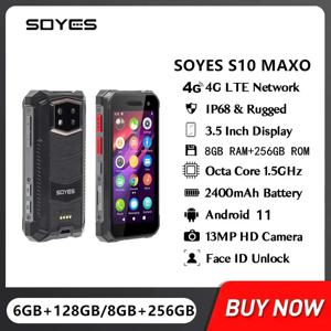 SOYES S10 Maxo 러기드 4G 미니 스마트폰, 3.5 인치 터치 스크린, 옥타코어, 6GB, 8GB + 256GB, 안드로이드 11 휴대폰, 얼굴 ID, NFC 잠금 해제