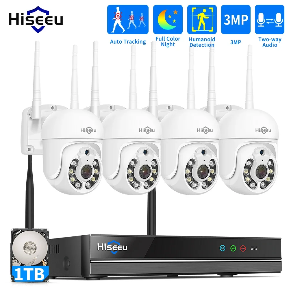 Hiseeu 5MP WiFi CCTV 카메라 보안 시스템 키트 10CH NVR 녹음기 세트 P2P 실외 무선 IP 카메라 비디오 감시 시스템