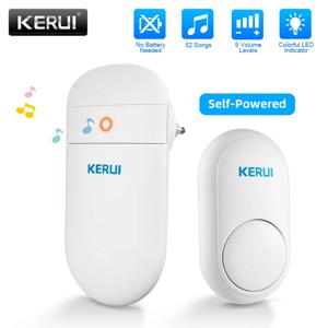 KERUI M518 무선 초인종 자체 발전 52 곡, 스마트 홈 보안 환영 차임, 미니 버튼 LED 조명