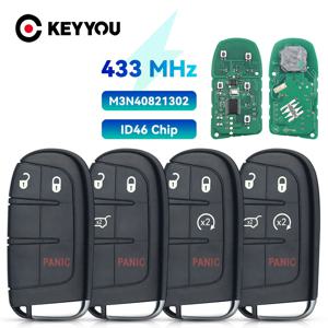 KEYYOU-교체용 5 버튼 스마트 리모트 키, 지프 그랜드 체로키 433-2013 용 M3N40821302 Fob 2018 MHz, 닷지 저니 챌린지